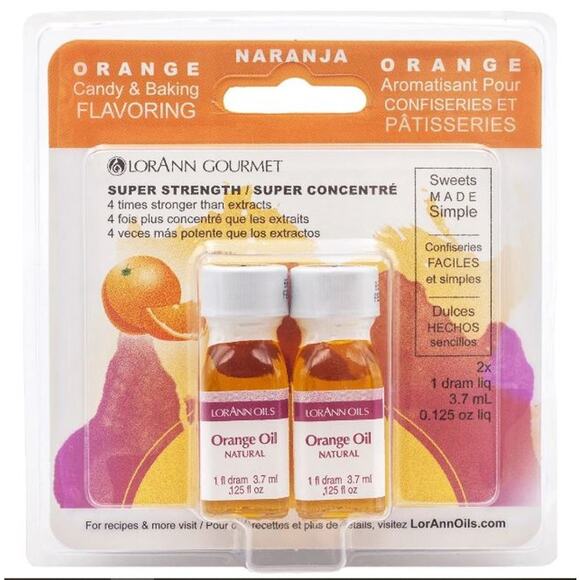 Lorann Oils Candy & Baking Flavoring Orange Oil Natural 1 Dram Bottle Pack of 2 - Picture 1 of 4